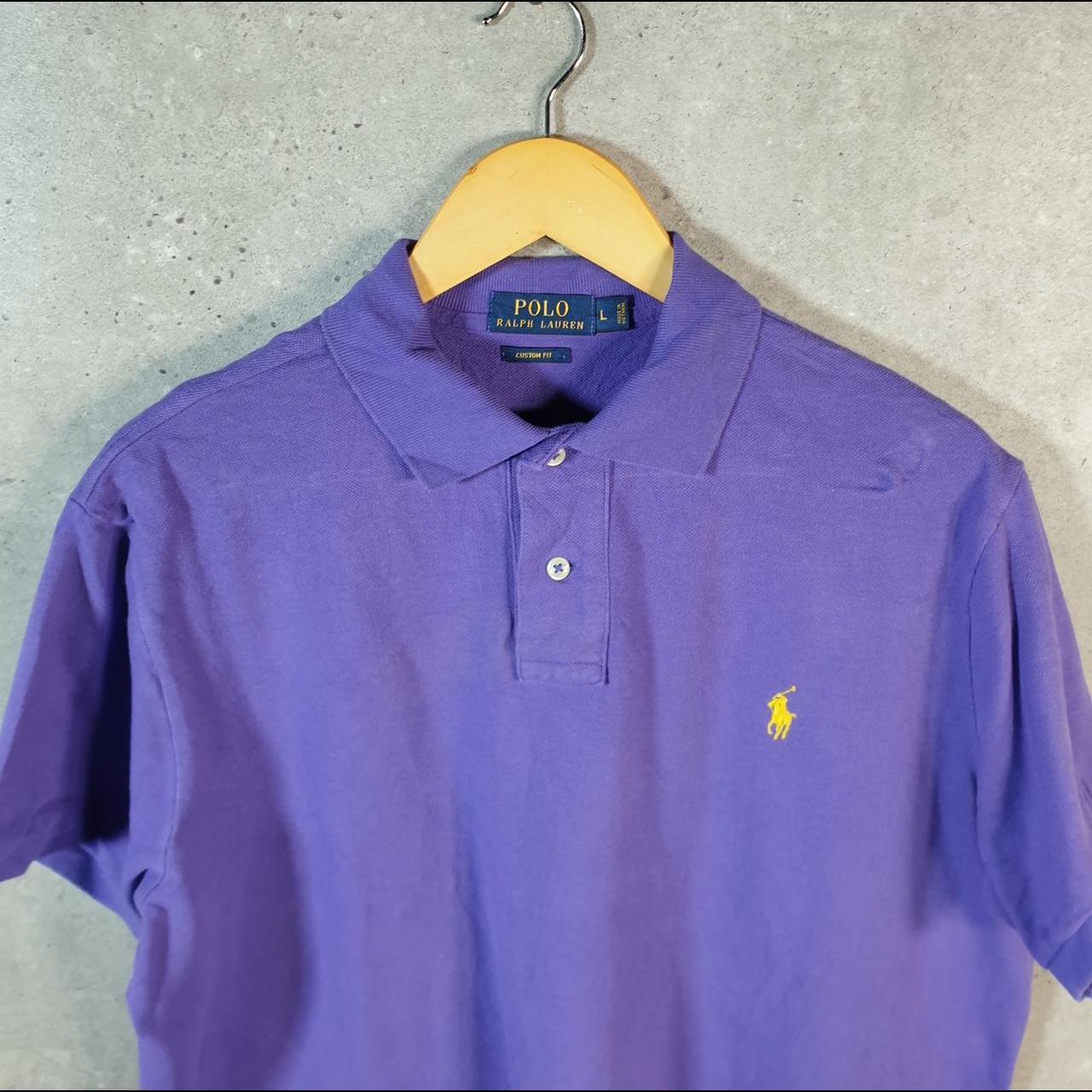 Vintage Ralph Lauren Polo Shirt Men’s Large Purple Custom Fit Embroidered Pony C9768