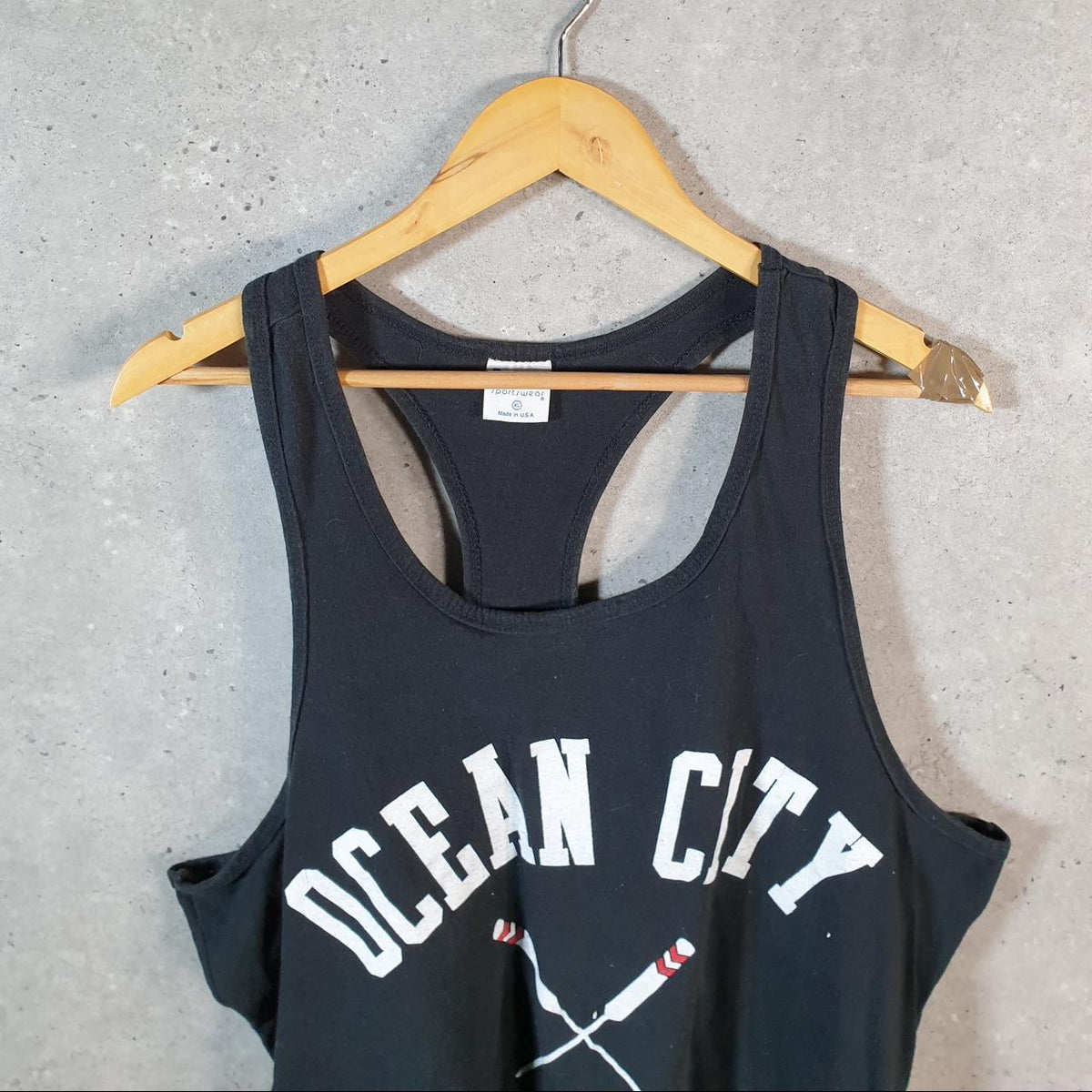 Vintage Rudman Ocean City 90s Graphic USA Single Stitch Vest Men’s XL Black