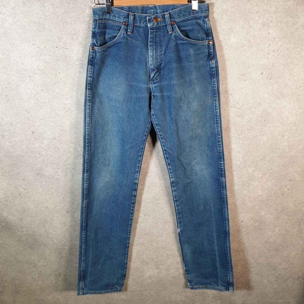 Vintage Wrangler Jeans Trousers Men’s W29 L34 Blue Logo Embroidered Big Fish Vintage