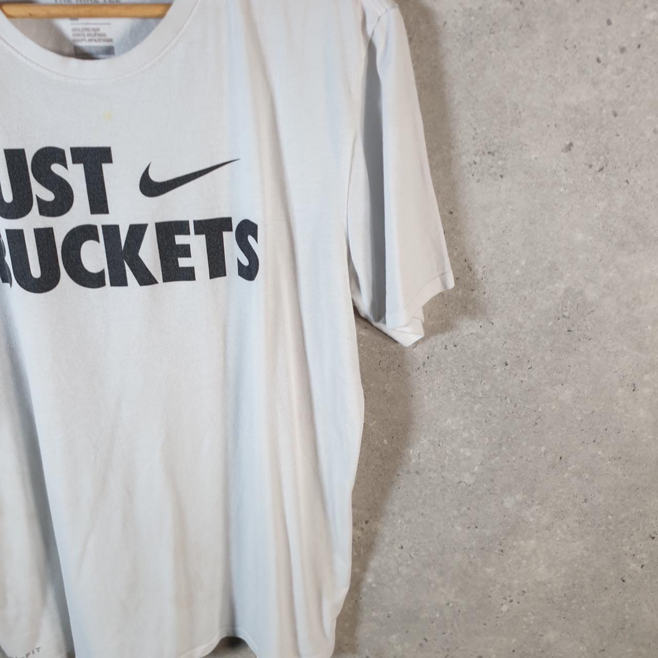 Vintage Nike Just Buckets Spellout T Shirt Men’s Large White Logo Swoosh Athletic
