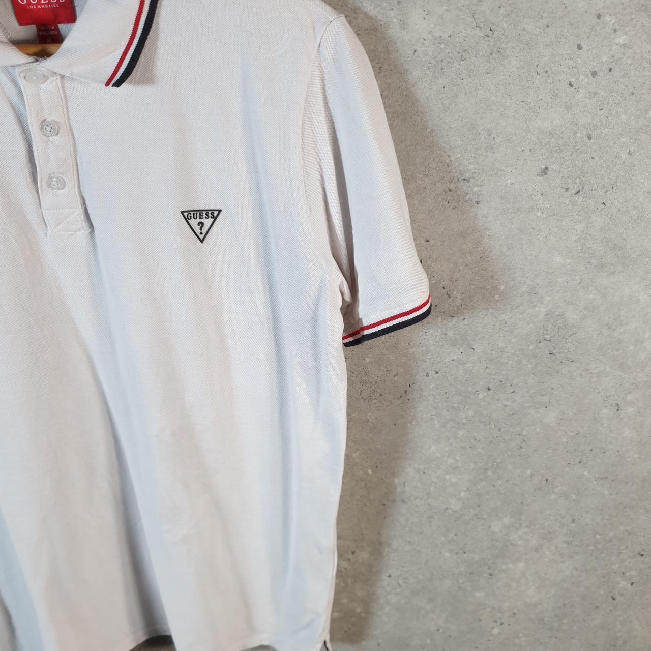 Vintage Guess Los Angeles Polo Shirt Men’s Medium White Graphic Spellout Logo
