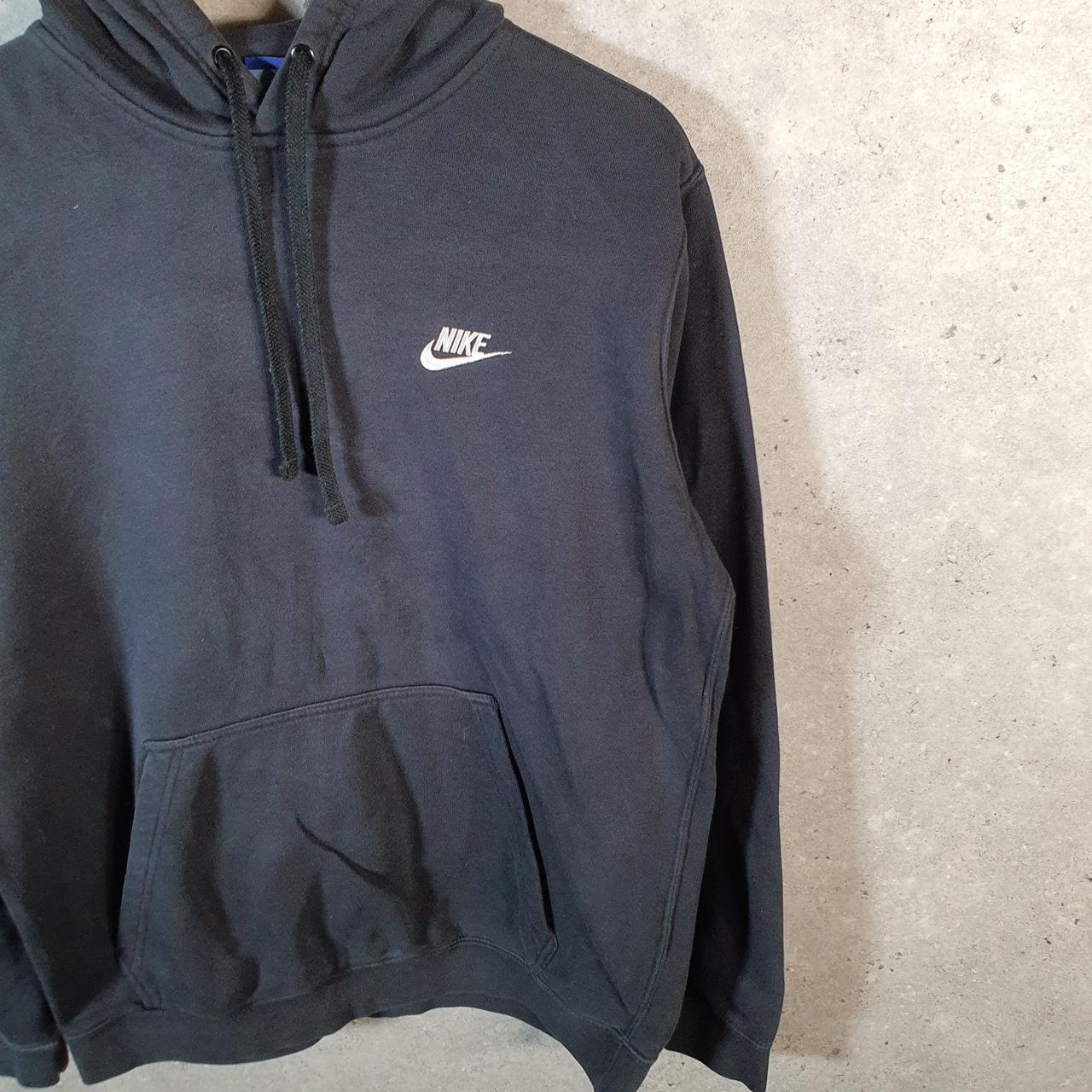Vintage Nike Club Embroidered Hoodie Men’s Medium Black Swoosh Y2K Pullover
