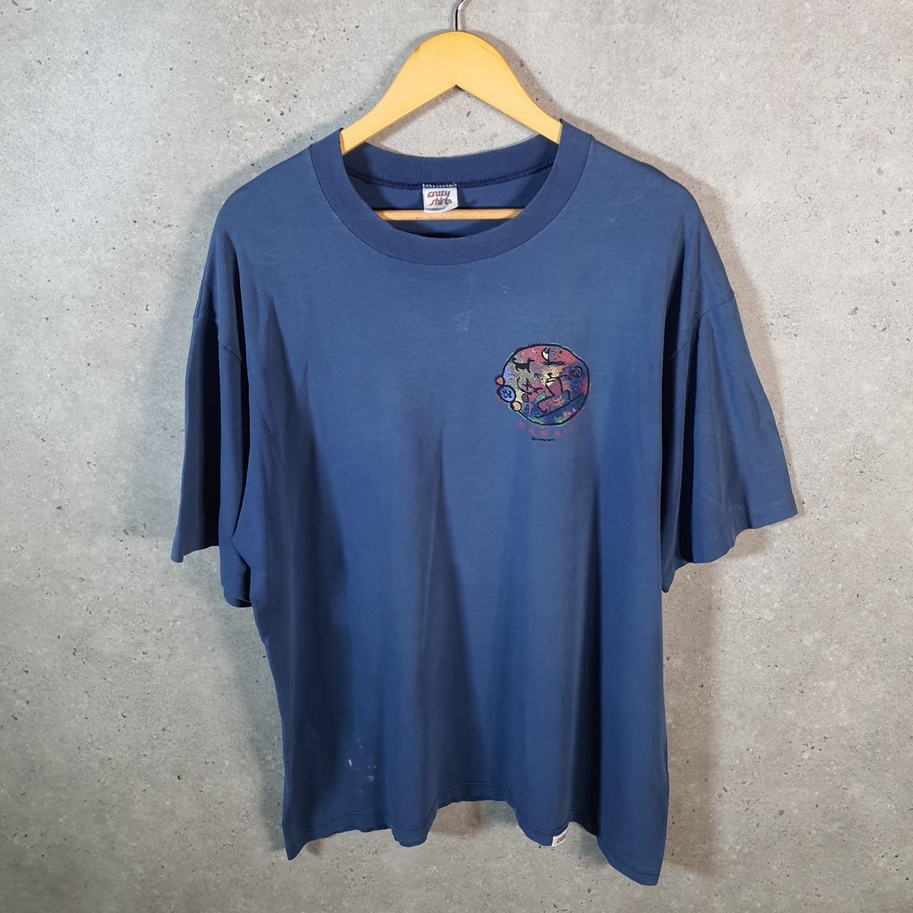 Vintage Crazy Shirts Hawaii Pohaku 90s Graphic USA Single Stitch T Shirt Men’s XL Blue C9644