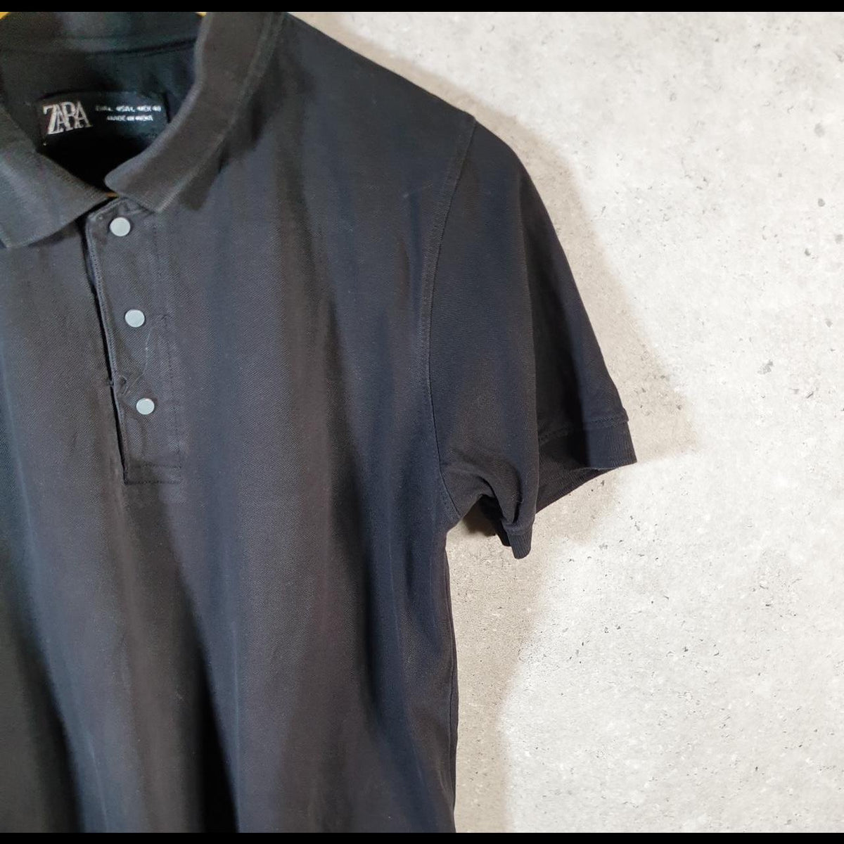 Zara Polo Shirt Men’s Large Black Casual Logo Athletic