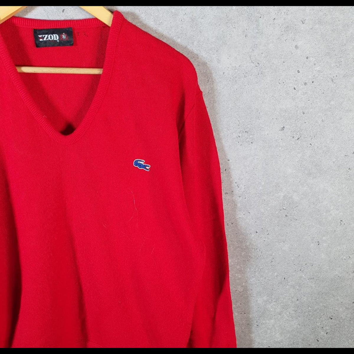 Vintage Lacoste Sweatshirt Men’s Large Red Pullover Logo Y2K Jumper Logo