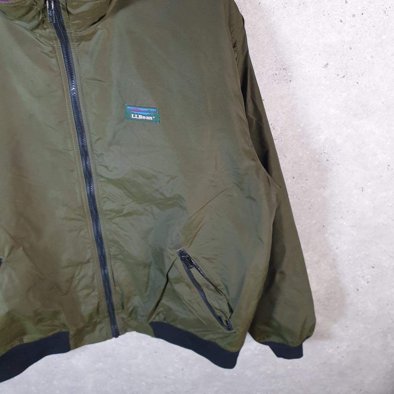 Vintage L.L. Bean USA Outdoors Nylon Jacket Mens Large Khaki Green Waterproof Hooded