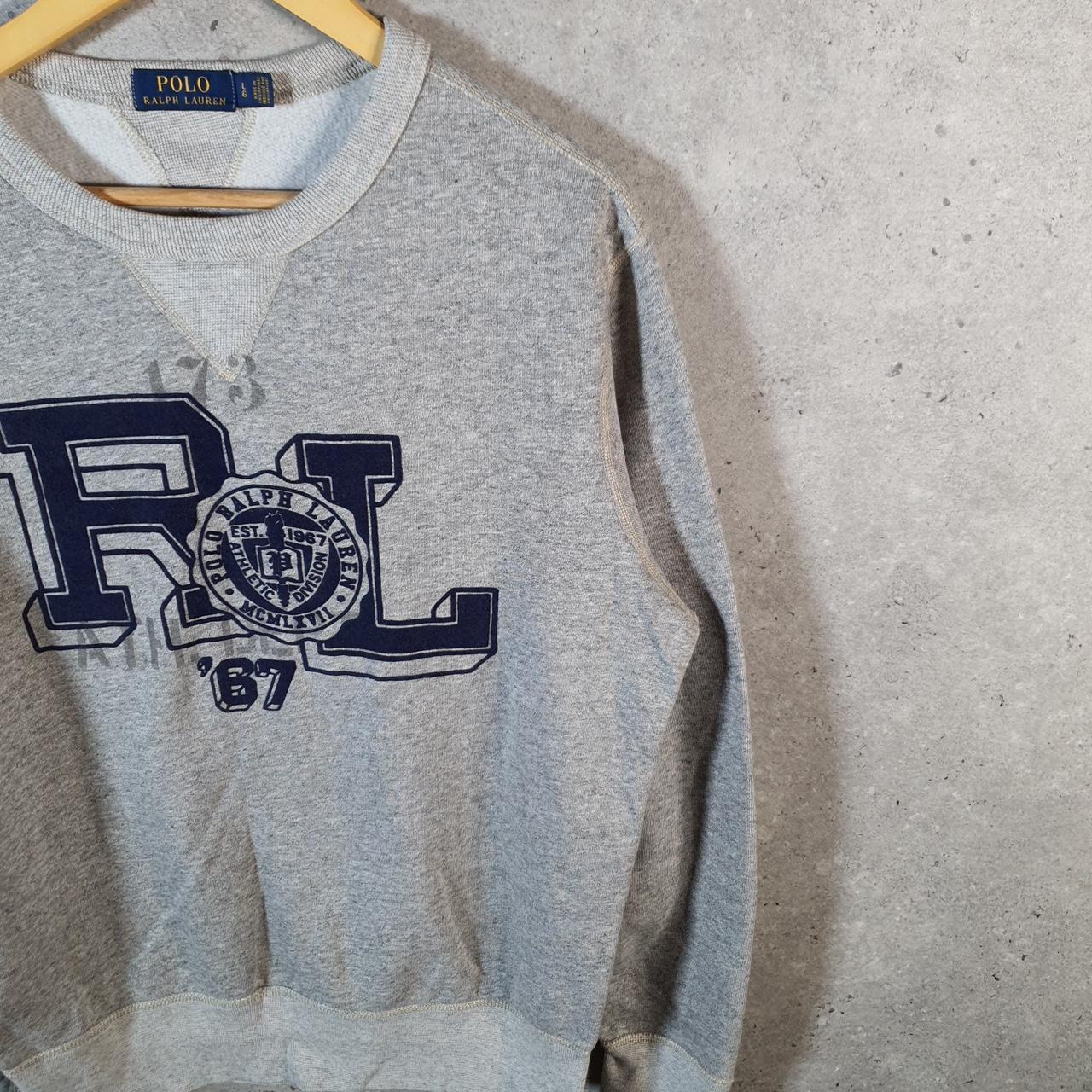 Vintage Ralph Lauren Polo Sweatshirt Men’s Large Grey Cotton Pullover Pony