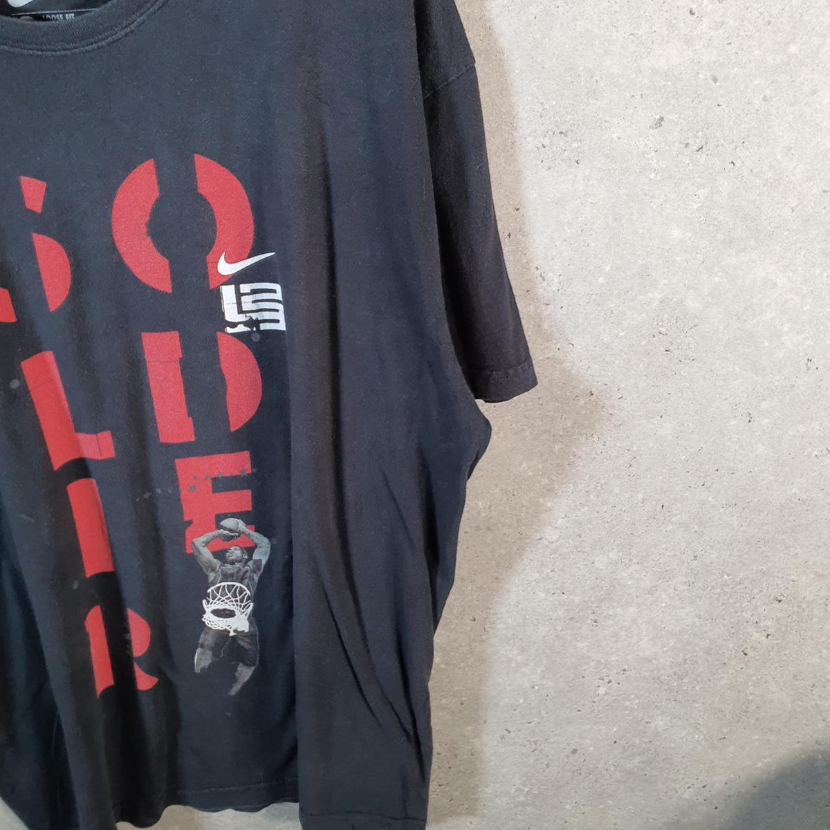 Vintage Nike Spellout Basketball Soldier T Shirt Men’s XL Black Logo Swoosh Athletic