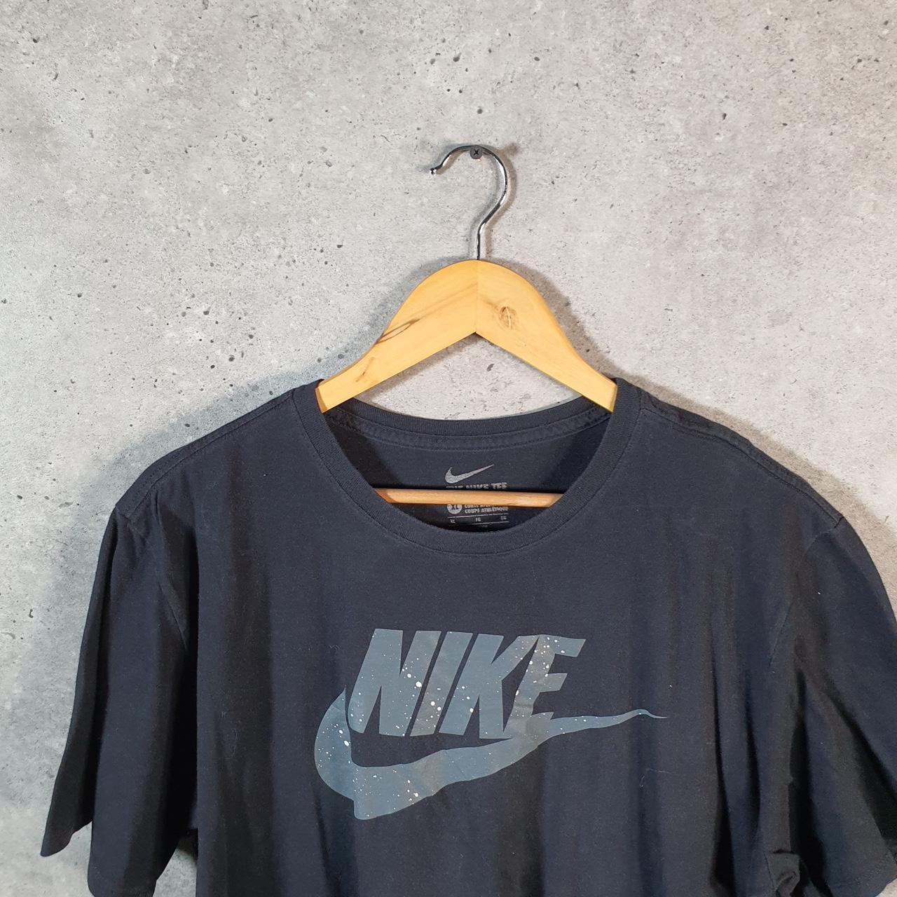 Vintage Nike Spellout T Shirt Womens XL Black Printed Single Swoosh Logo Athletic Big Fish Vintage
