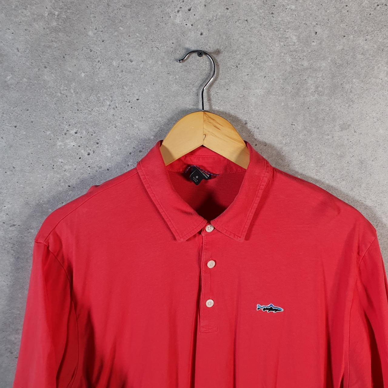 Vintage Patagonia Polo Trout Fritz Roy Shirt Men’s Medium Red Regular Fit Harbour Logo Big Fish Vintage