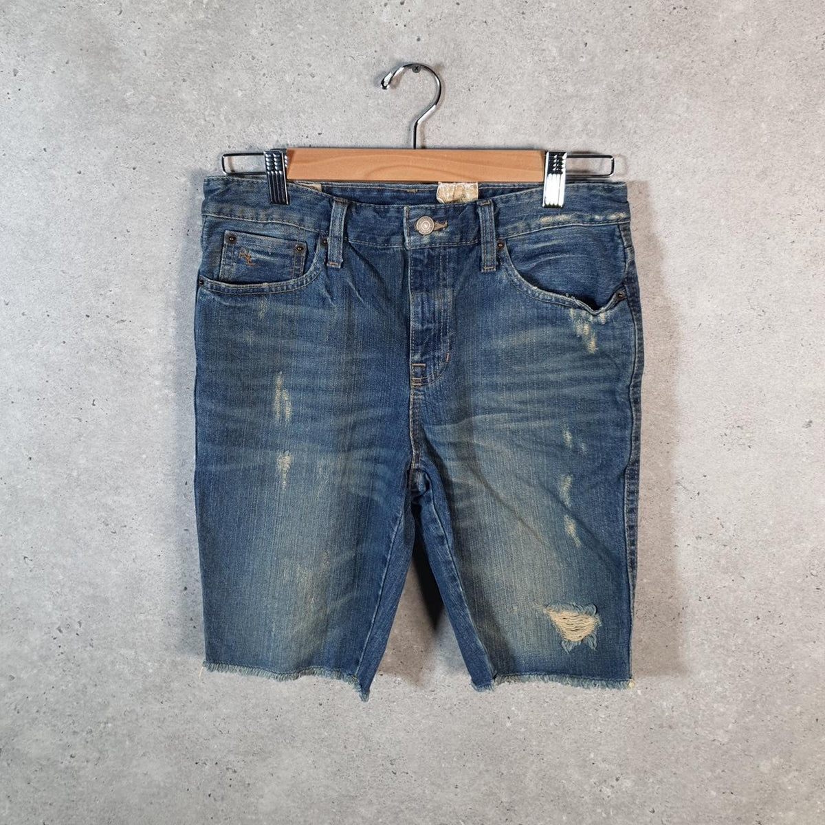Vintage Ralph Lauren Polo Jean Shorts Jorts Cargo Womens W30 Denim Baggy Cotton Big Fish Vintage