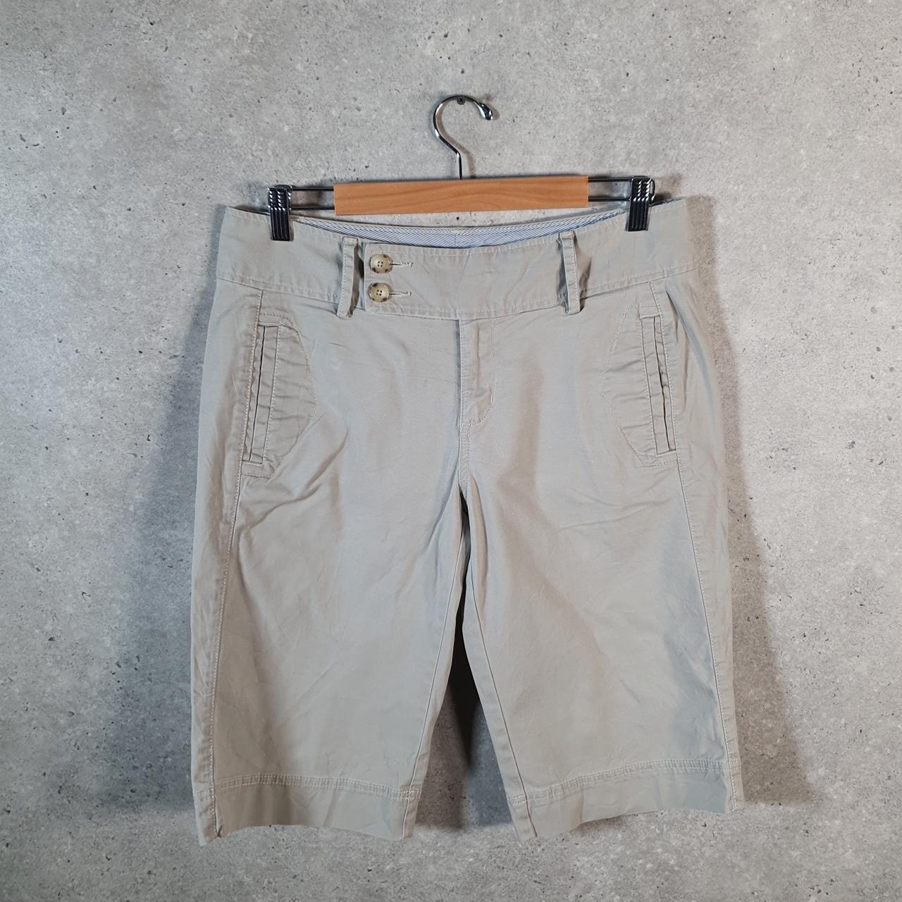 Vintage Eddie Bauer Chino Shorts Jorts Cargo Womens W34 Beige Baggy Cotton A4419