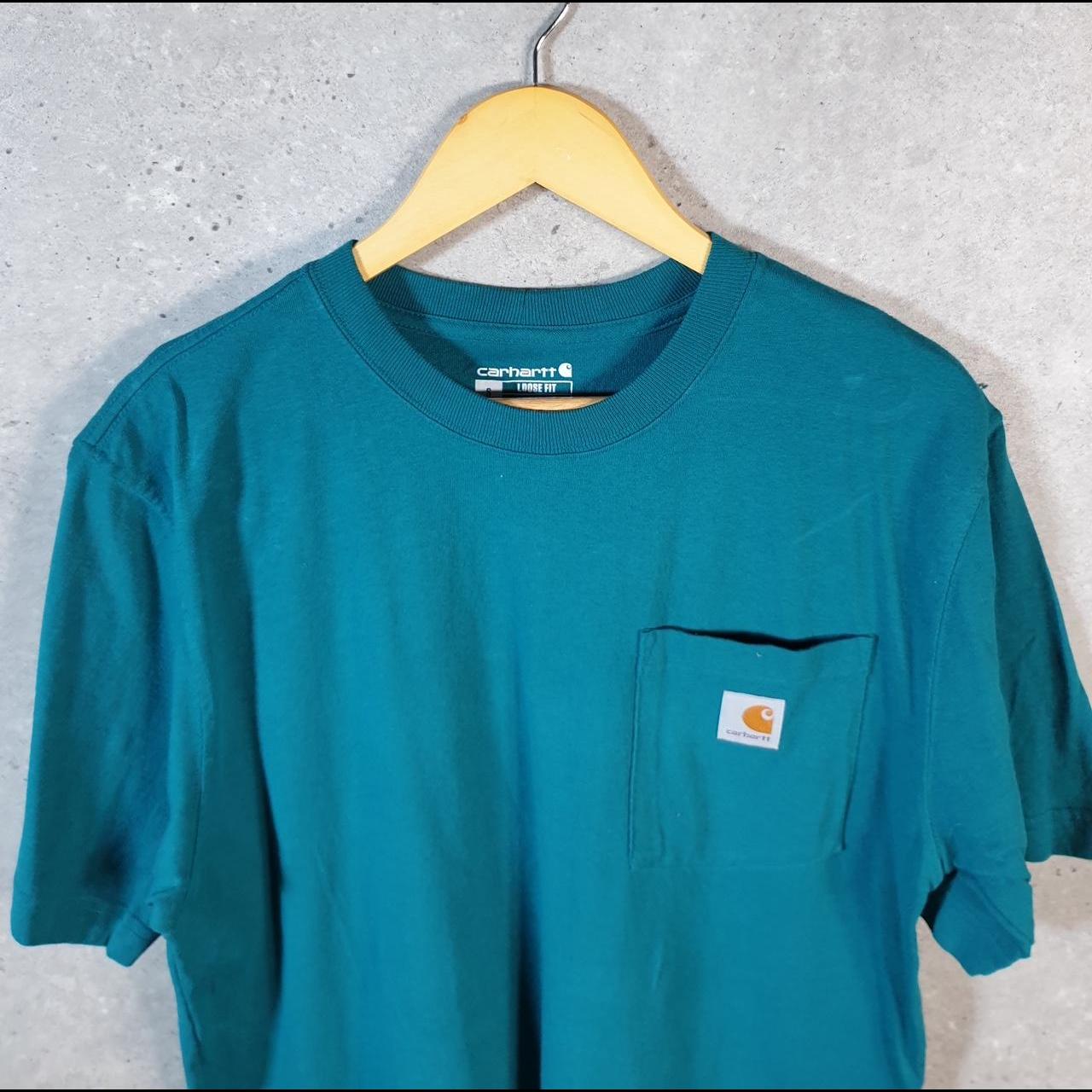 Vintage Carhartt Pocket T Shirt Men’s Small Blue Workwear Chore Utility Loose Fit C9186