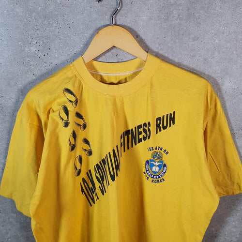 Vintage 10K Korea Fitness Run USA 90s Single Stitch T Shirt Men’s Medium Orange C9394