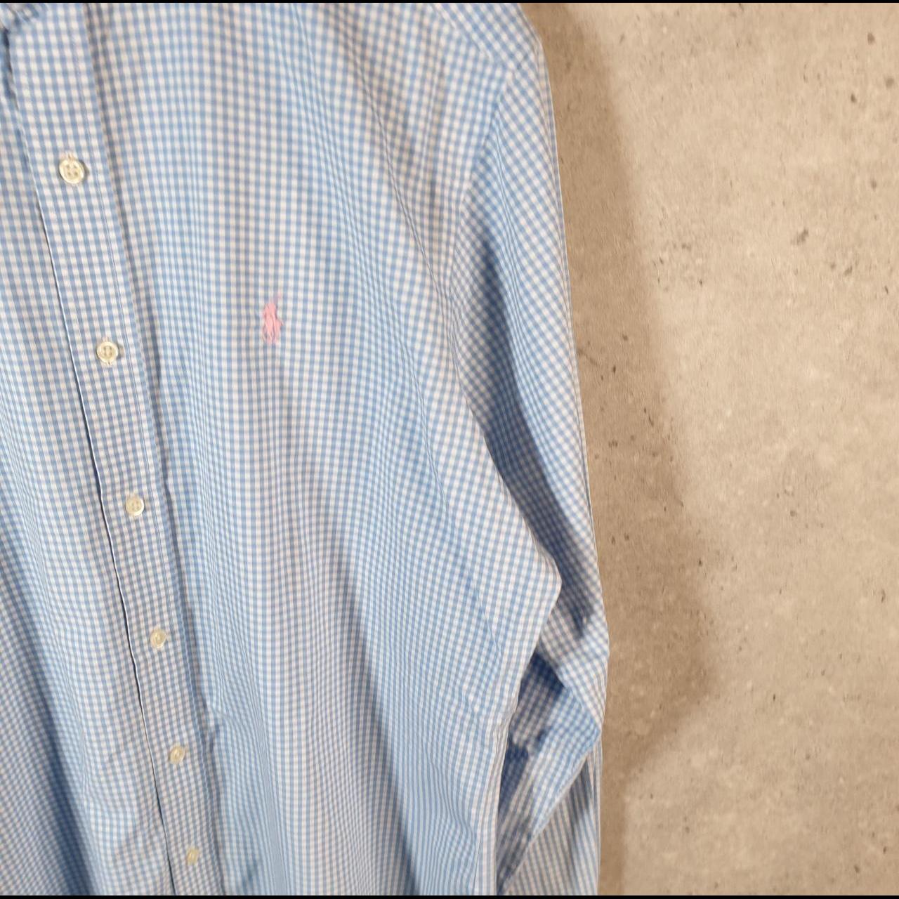 Vintage Ralph Lauren Button Down Shirt Men’s Large Blue Classic Fit Checkered Pony