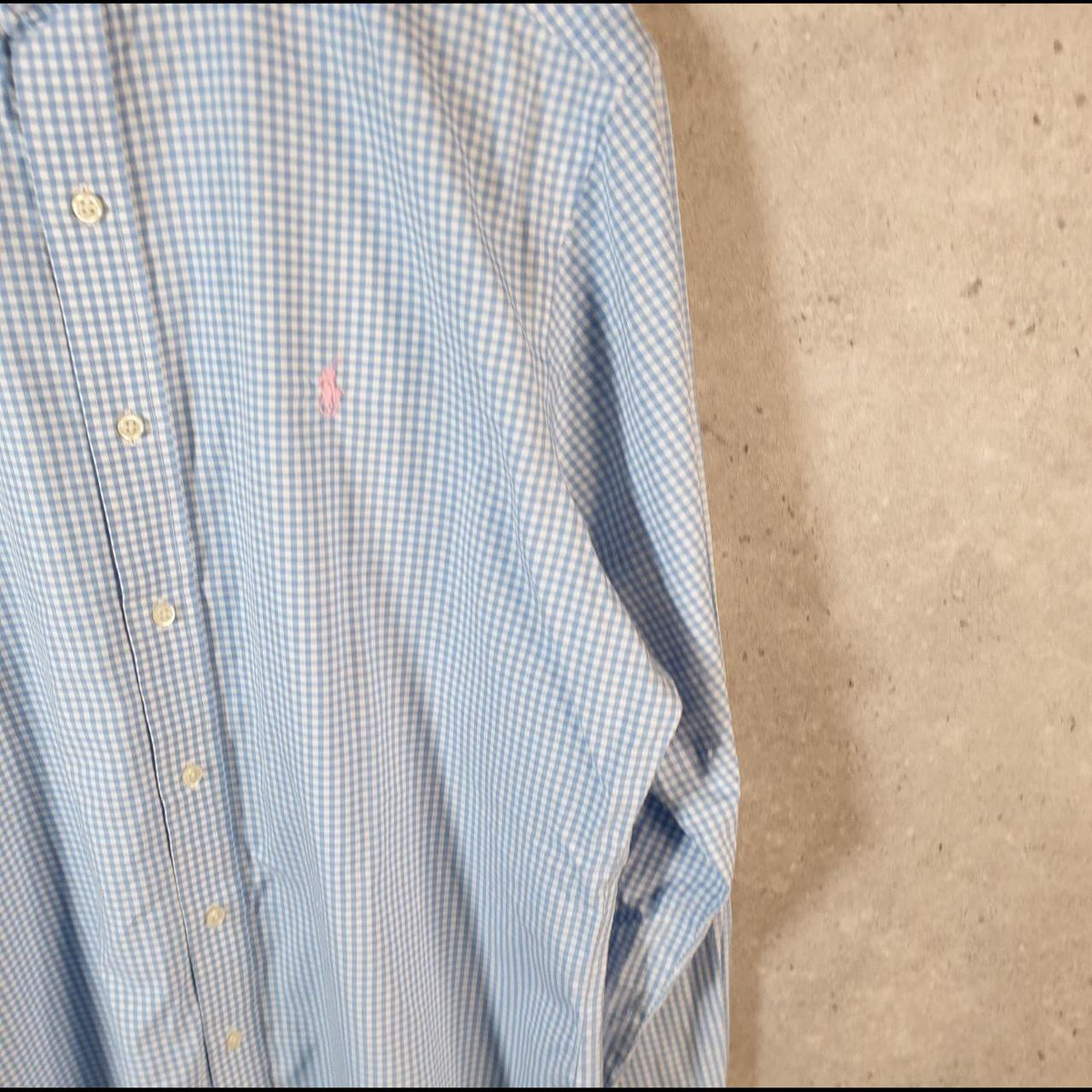 Vintage Ralph Lauren Button Down Shirt Men’s Large Blue Classic Fit Checkered Pony