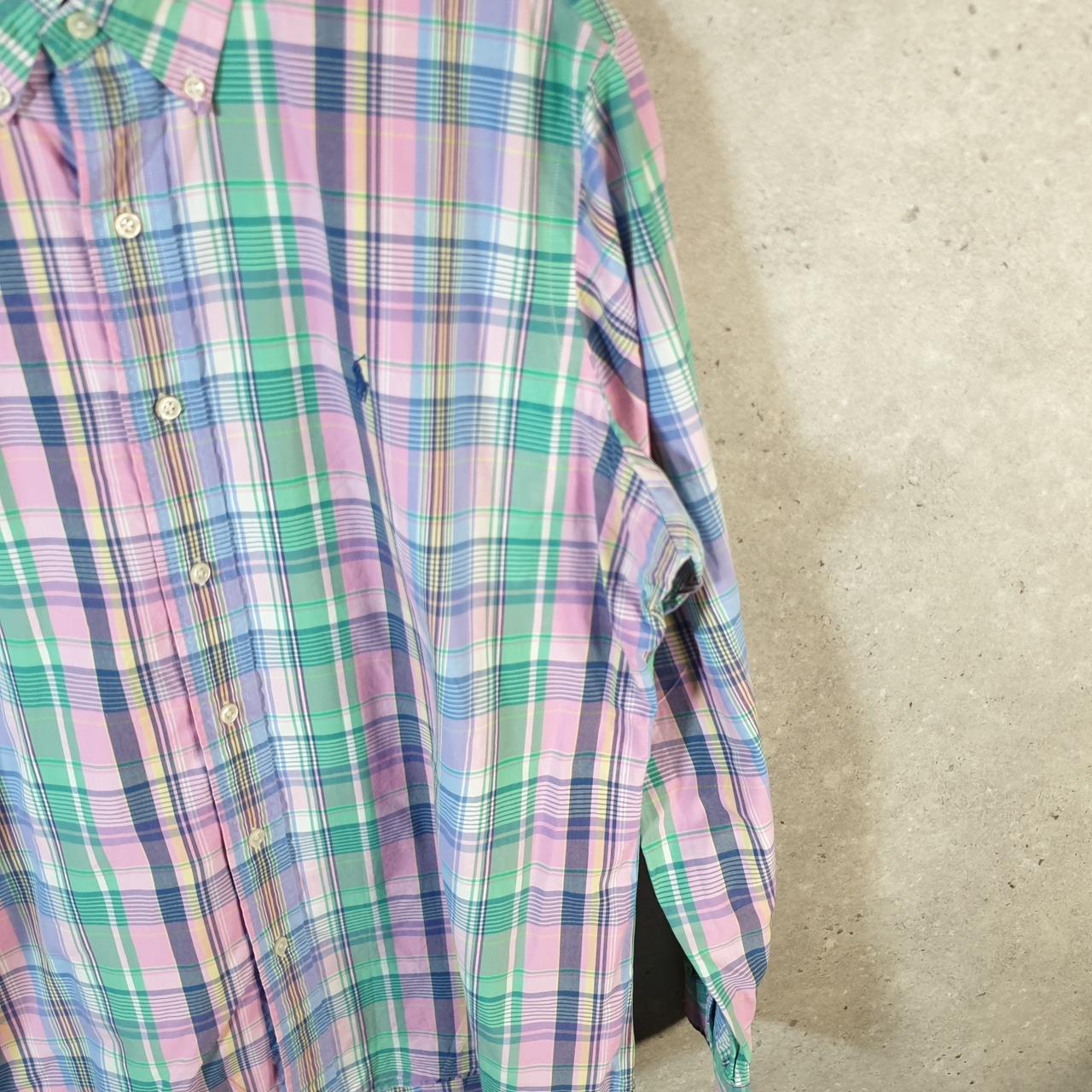 Vintage Ralph Lauren Button Down Shirt Men’s XL Pink Checkered Custom Fit Pony
