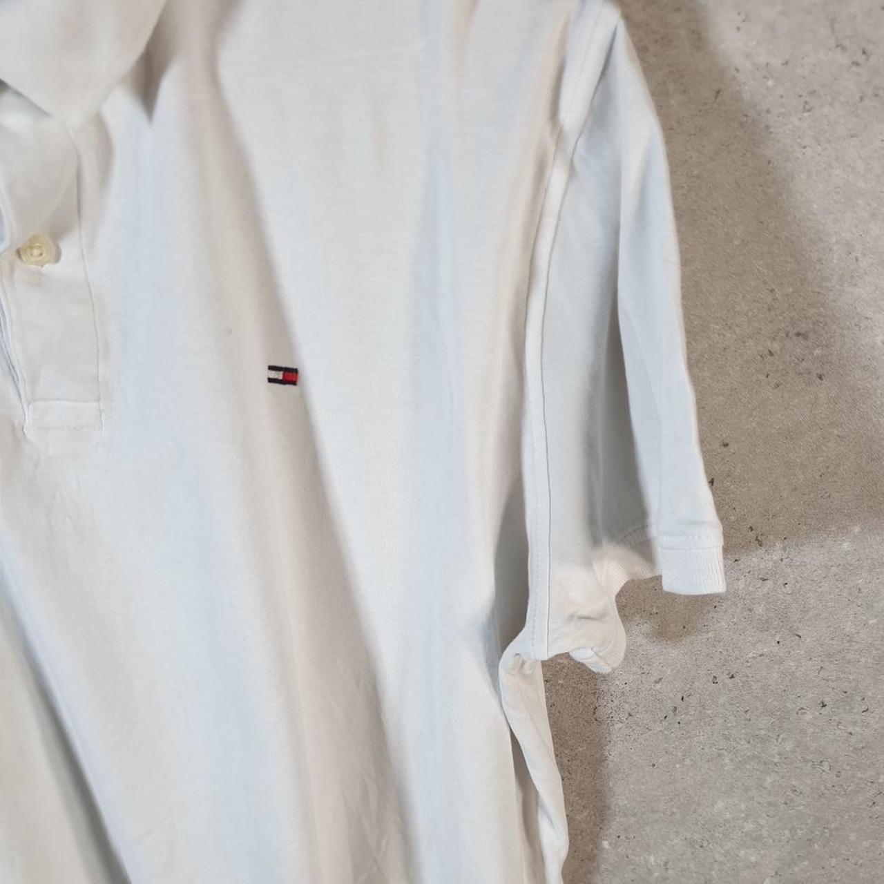 Vintage Tommy Hilfiger Polo Shirt Men’s Large White Custom Fit Embroidered Logo