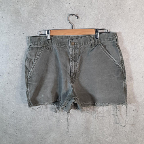 Vintage Carhartt Baggy Carpenter Shorts Jorts Cargo Men’s W36 Khaki Green Relaxed Fit Workwear Big Fish Vintage