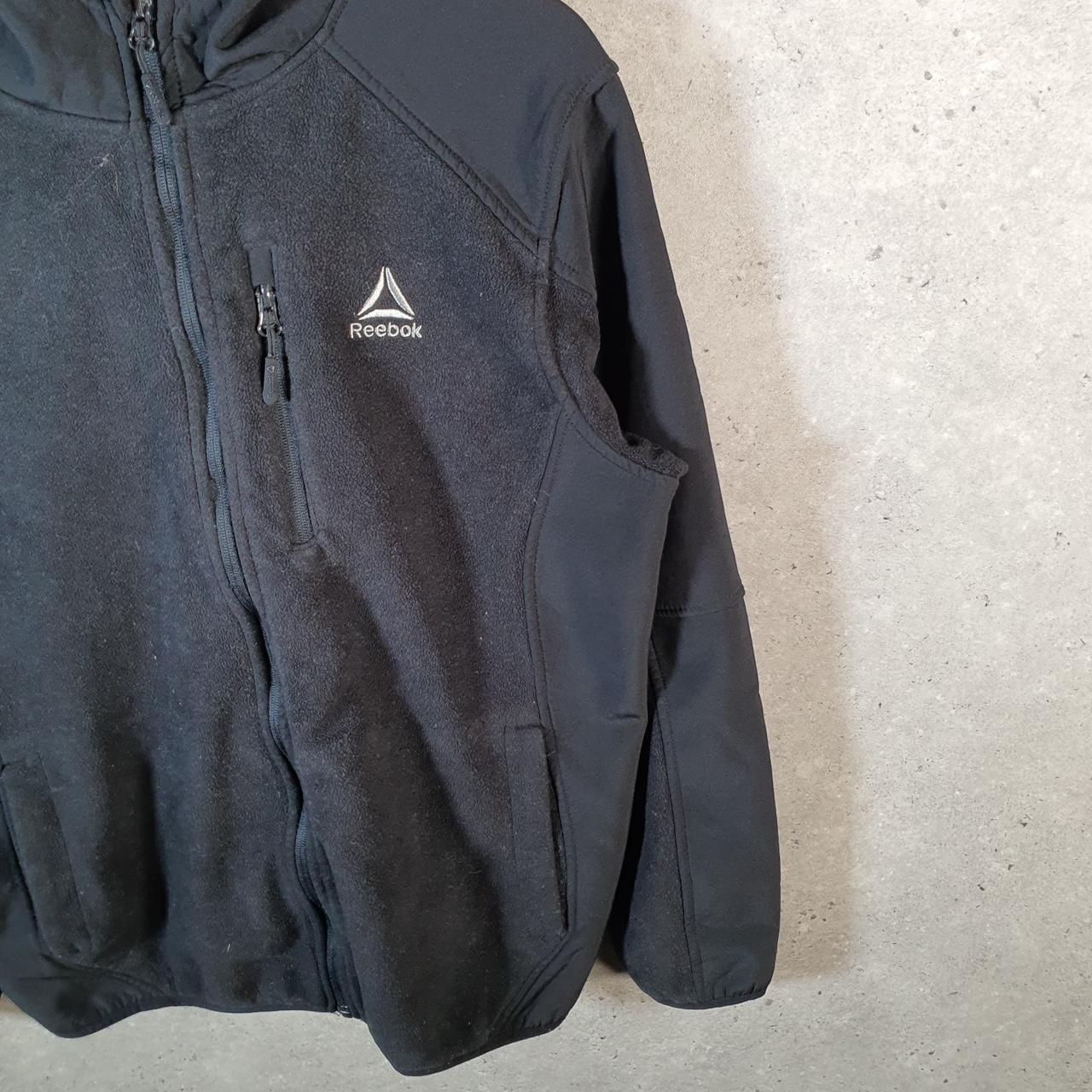 Reebok Full Zip Fleece Hoodie Mens Large Black Embroidered Logo