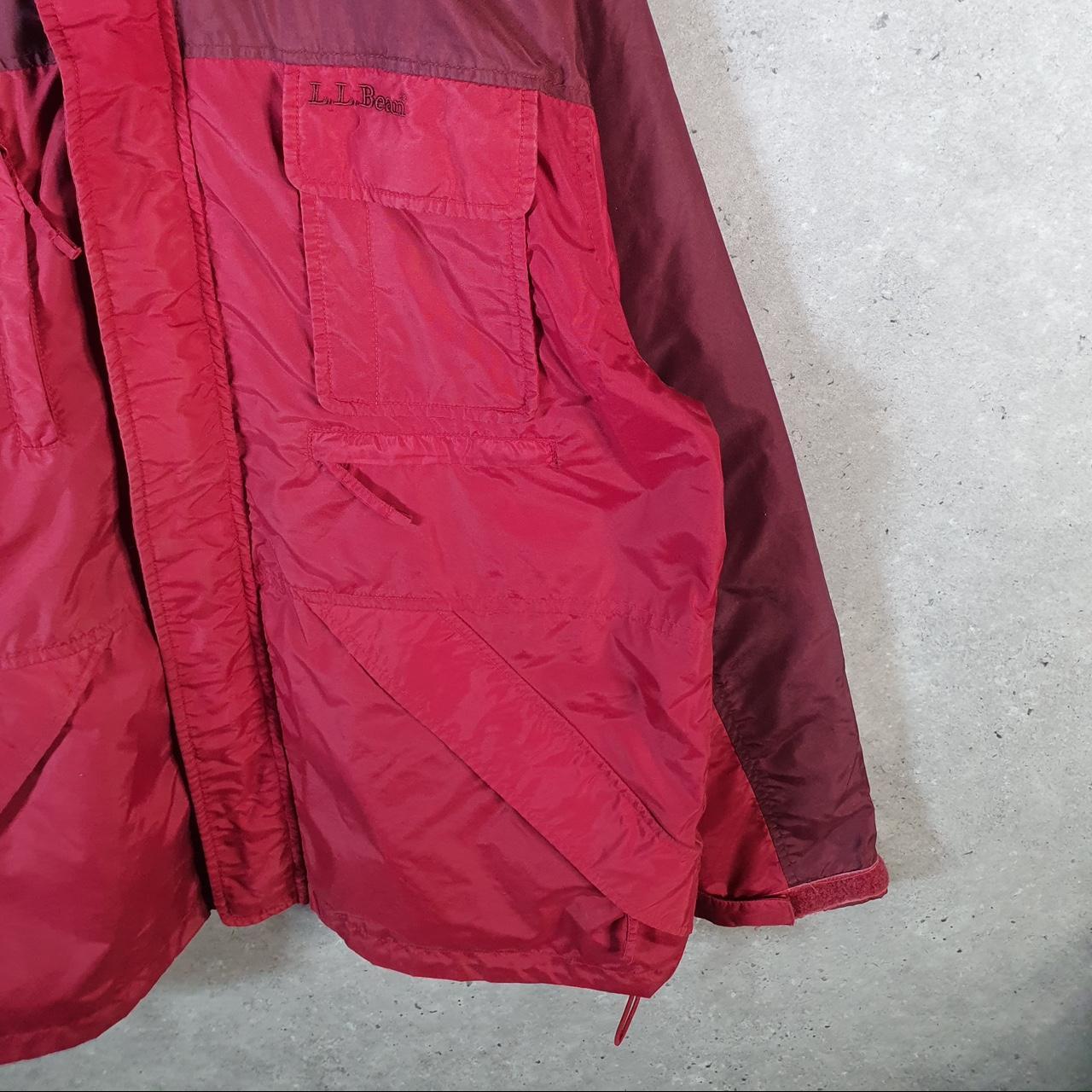 Vintage L.L. Bean Outdoors Nylon Jacket Mens Large Hooded Red Full Zip Waterproof
