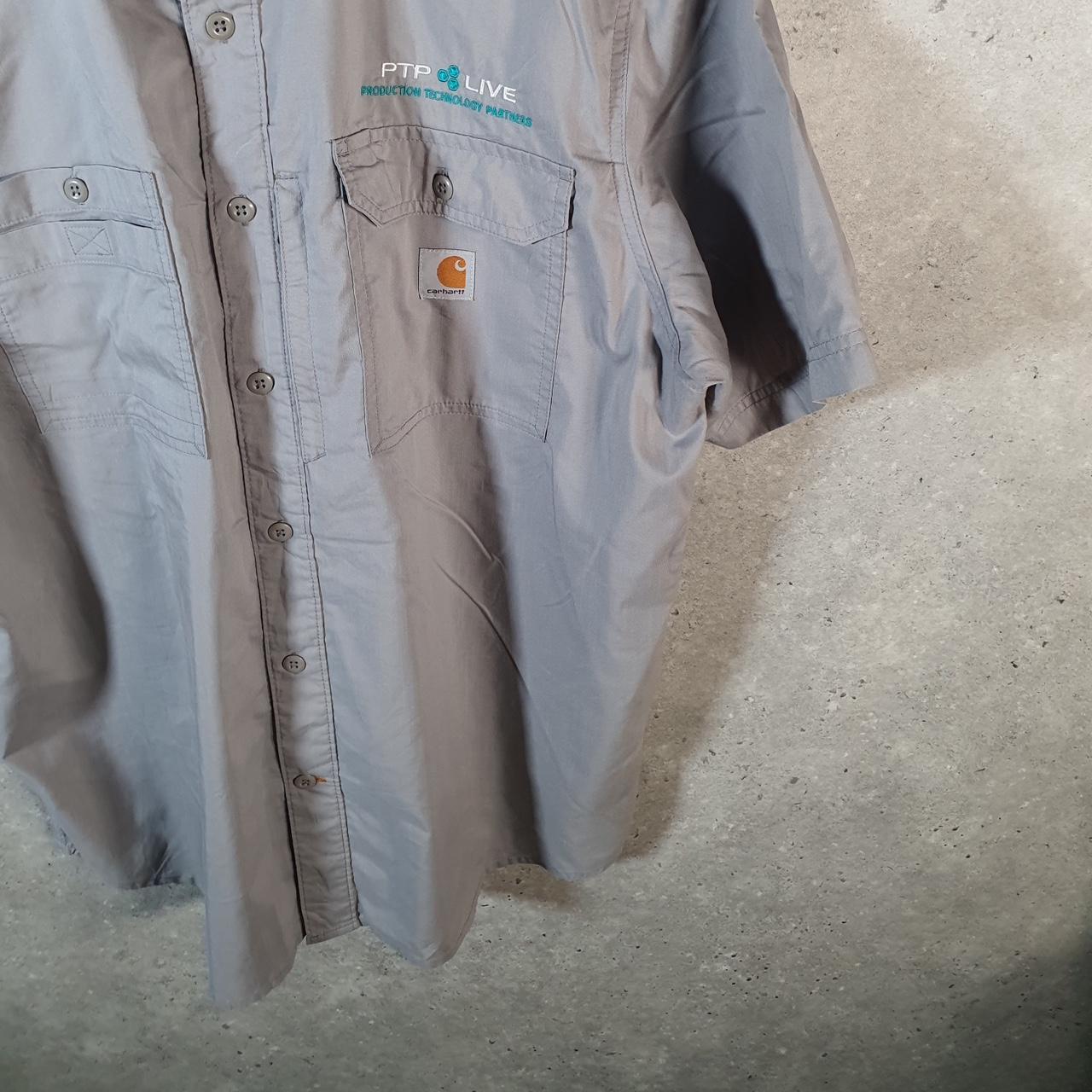 Vintage Carhartt Shirt Button Down Mens XL Grey Short Sleeve Utility Relaxed Fit