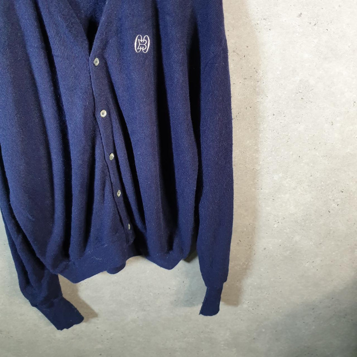Vintage Izod Lacoste Cardigan Knit Sweater Mens XL Navy Blue Y2K Jumper Logo