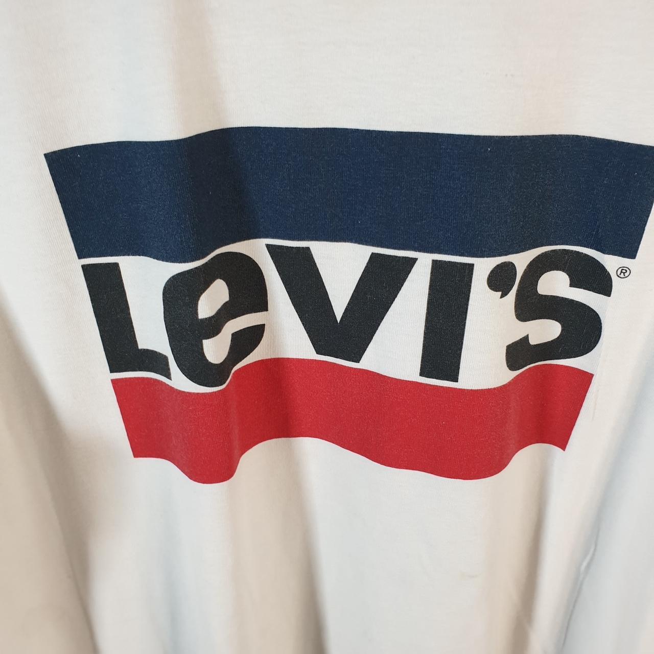 Vintage Levis Spellout T Shirt Shirt Men’s Large White Logo Athletic Casual