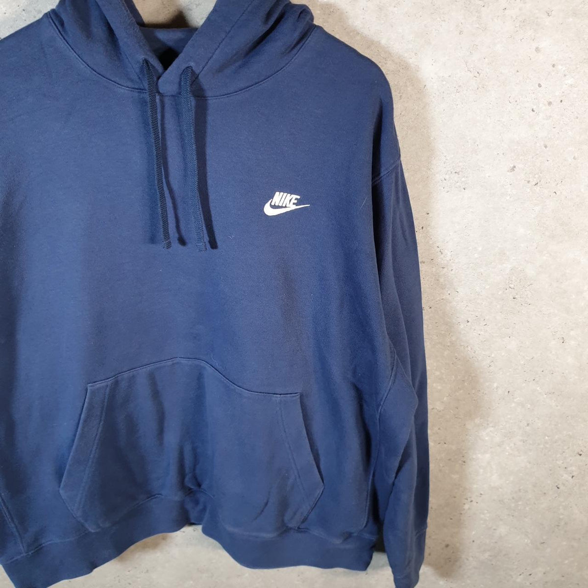 Vintage Nike Club Embroidered Hoodie Men’s XL Navy Blue Swoosh Y2K Pullover
