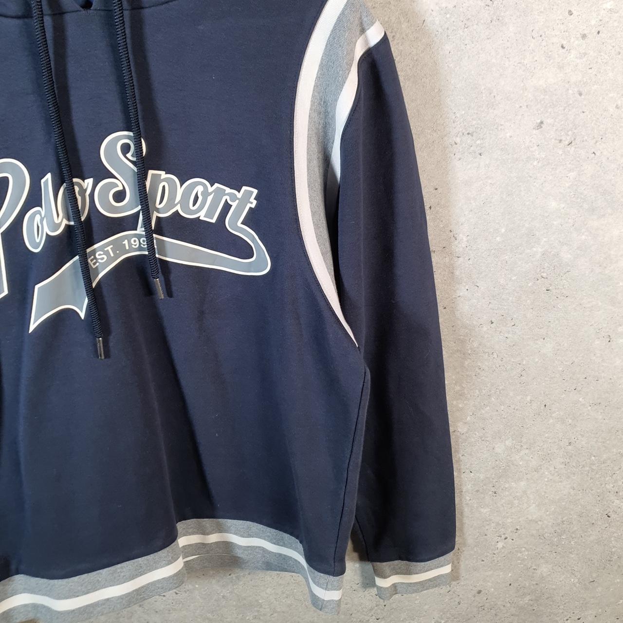 Vintage Ralph Lauren Polo Sport Spellout Hoodie Men’s Medium Navy Blue Cotton Pullover Pony