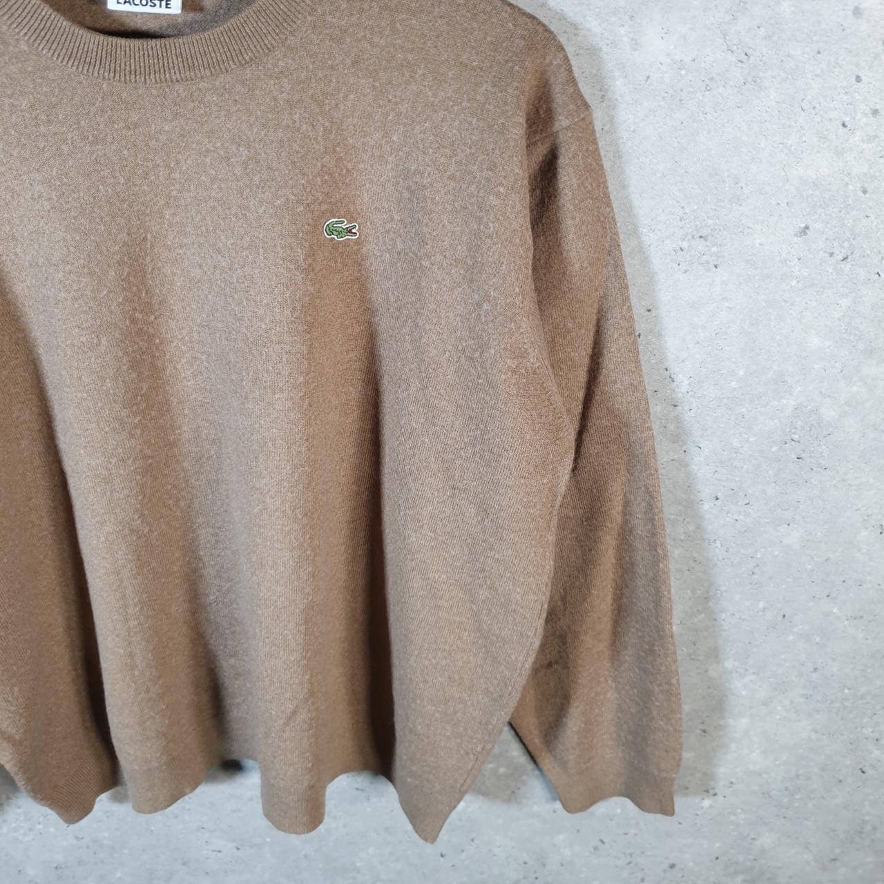 Vintage Lacoste Sweatshirt Wool Womens Large Brown Pullover Logo Y2K Jumper Logo Casual
