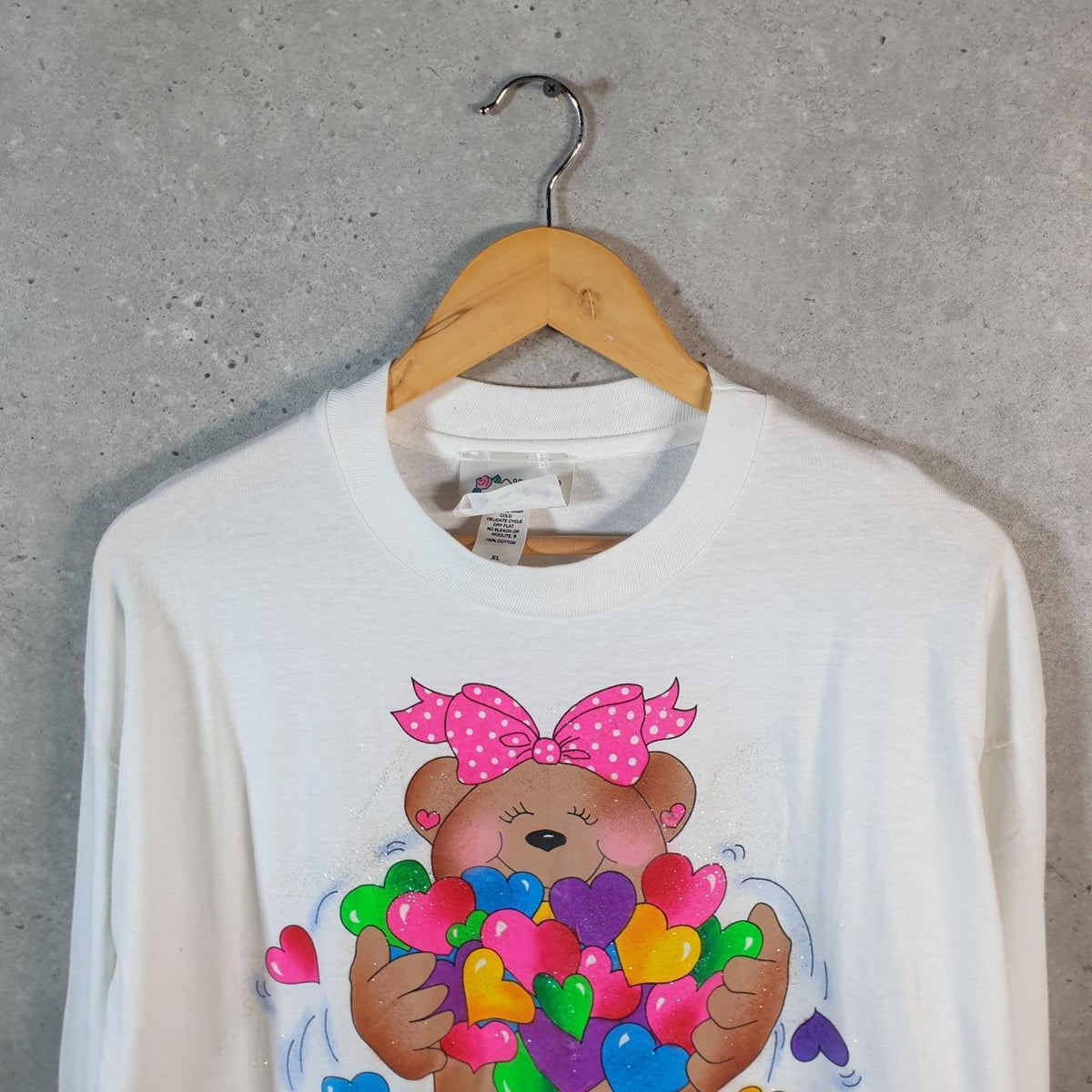 Vintage I’m Yours Texas Teddy Bear Love Handpainted 90s Single Stitch T Shirt Men’s XL White