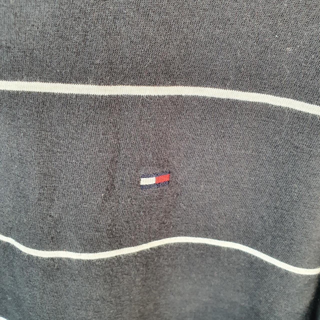 Vintage Tommy Hilfiger T Shirt Men’s Large Black Striped Regular Fit Embroidered Logo