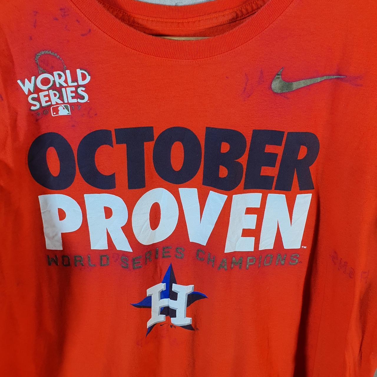 Vintage Nike Houston MLB Graphic Spellout T Shirt Men’s Large Orange Swoosh Athletic