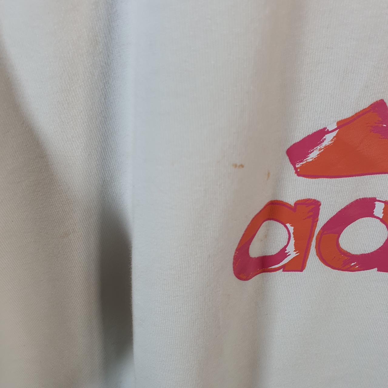 Vintage Adidas Spellout T Shirt Womens Large White Three Stripes Logo