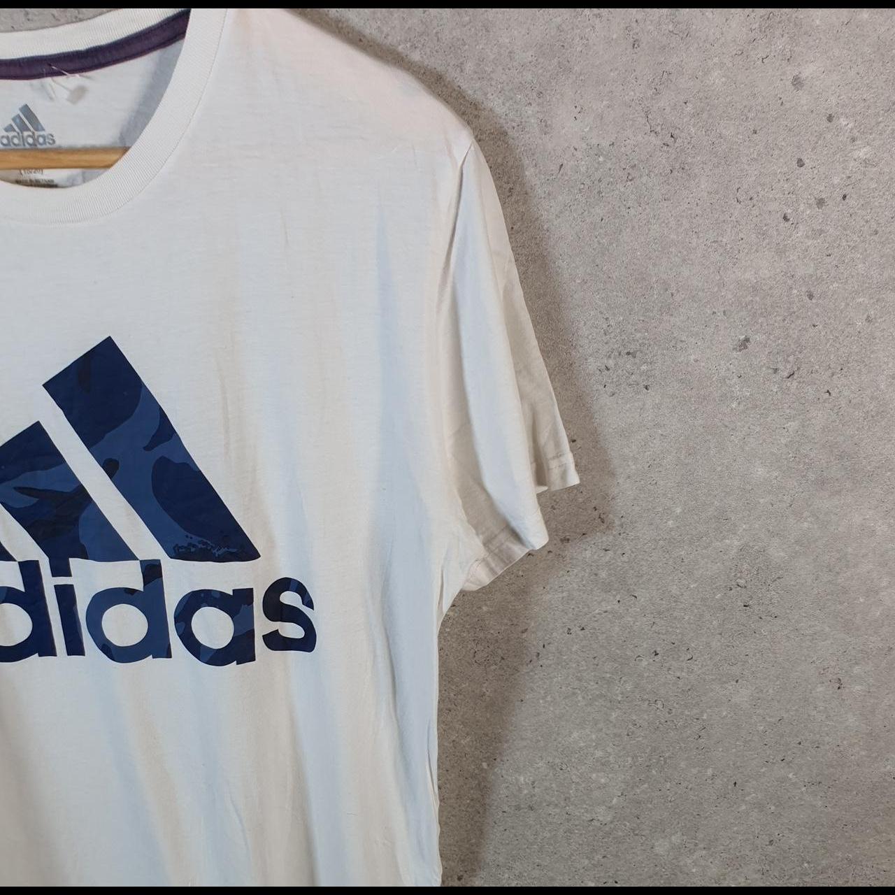 Vintage Adidas Spellout Tee T Shirt Womens XL White Three Stripes Logo Athletic