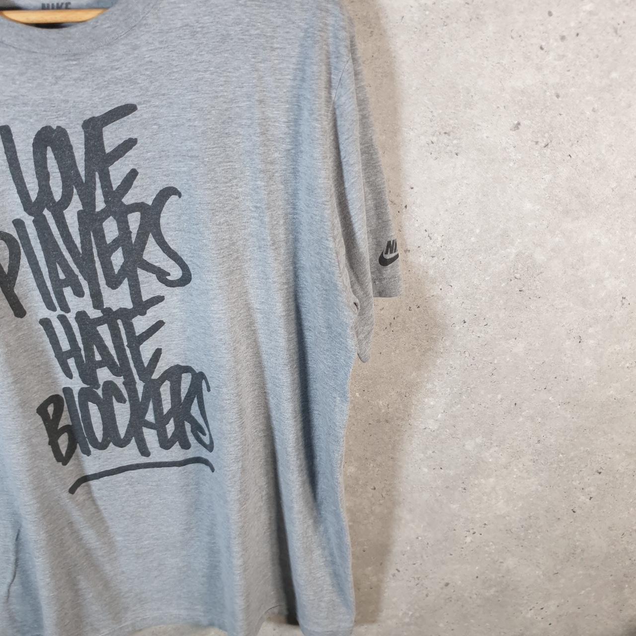 Vintage Nike Love Players Hate Blockers T Shirt Men’s XL Grey Logo Swoosh Athletic
