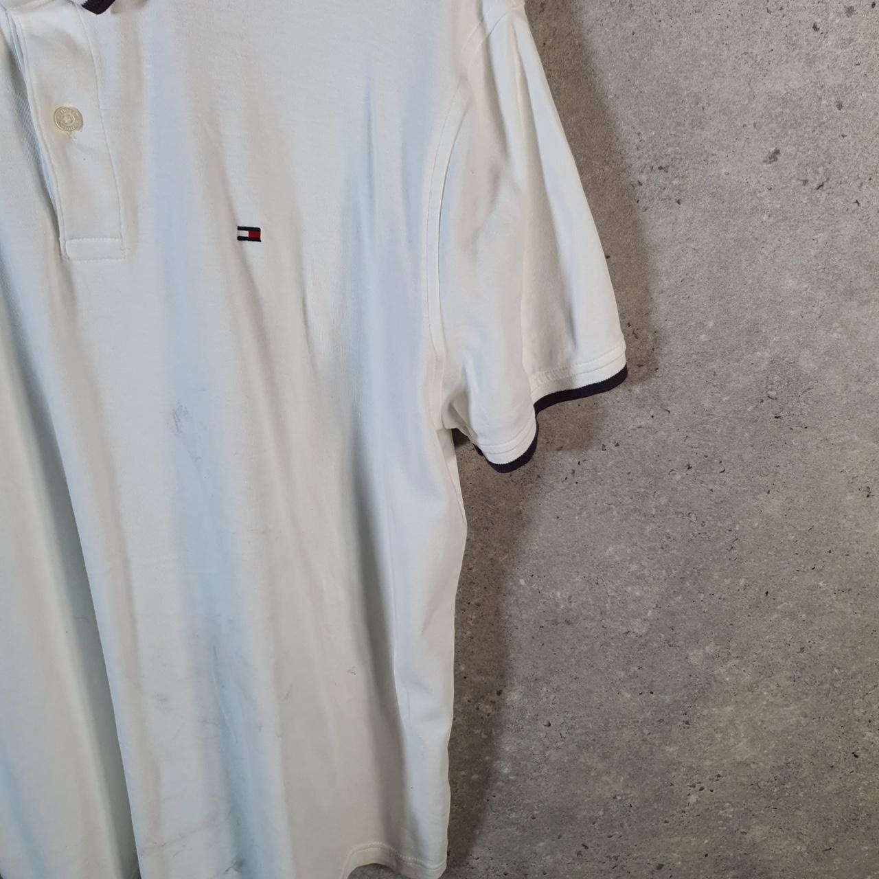 Vintage Tommy Hilfiger Polo Shirt Men’s Large White Custom Fit Embroidered Logo