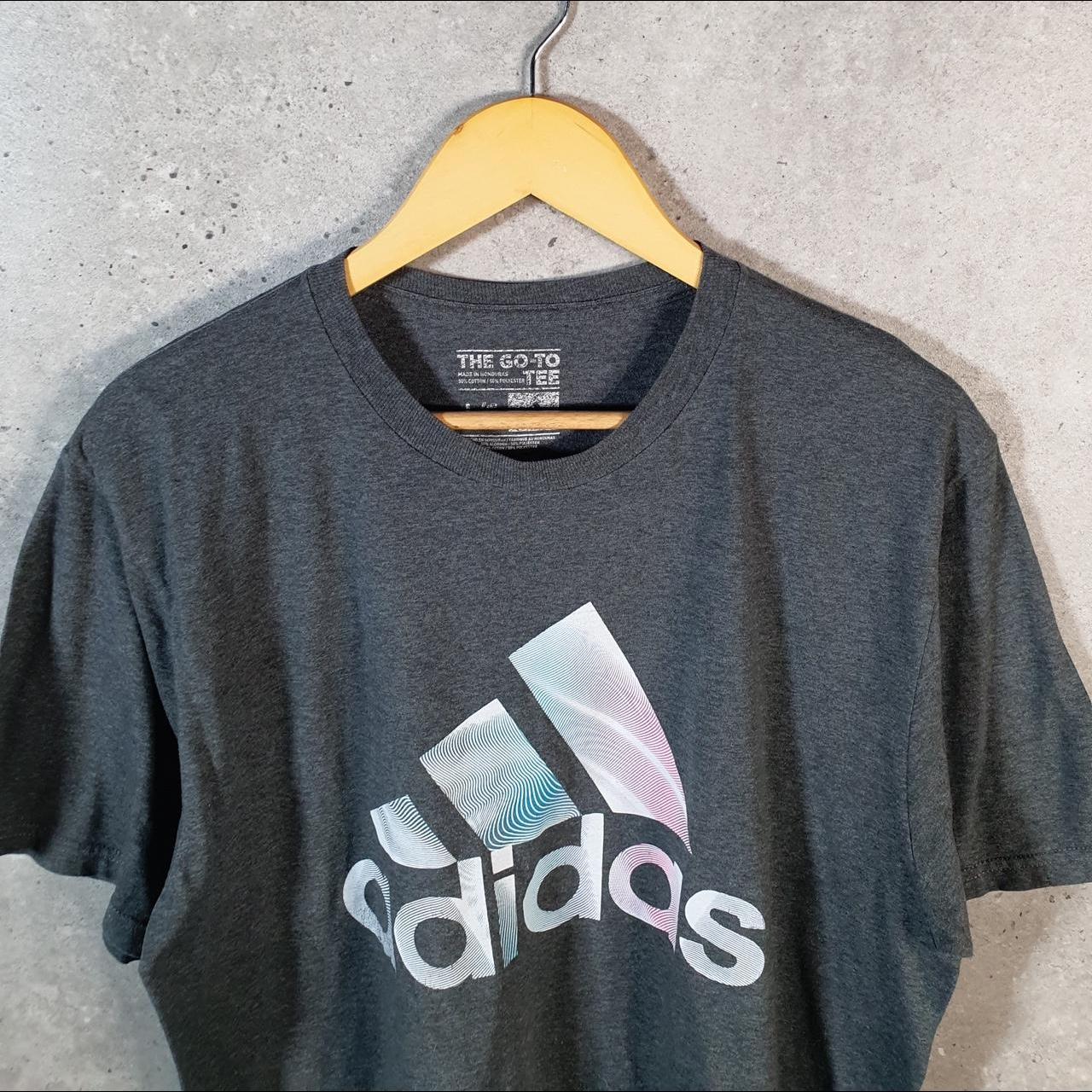 Vintage Adidas Go Tee T Shirt Shirt Men’s Large Grey Three Stripes Logo Athletic C9677