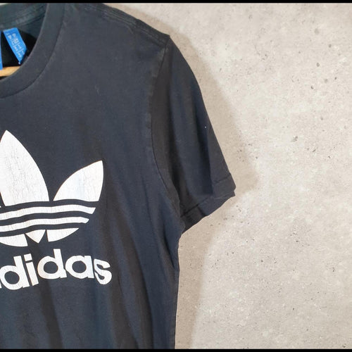 Vintage Adidas Trefoil T Shirt Men’s Medium Black Spellout Logo Athletic