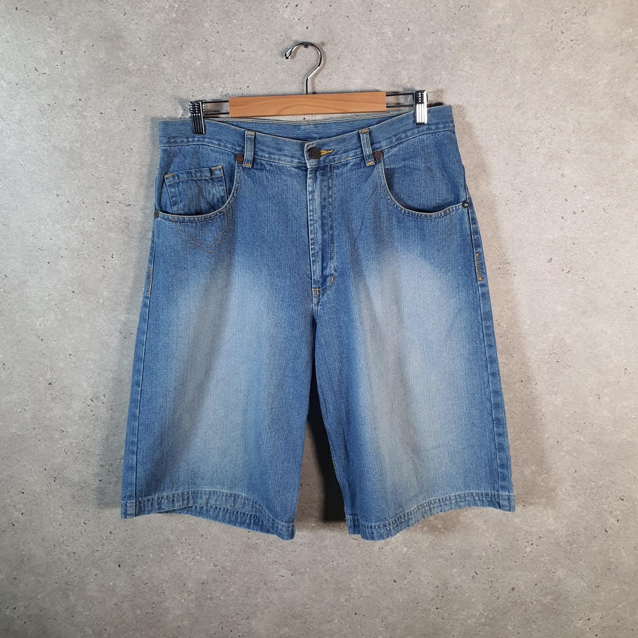 Vintage Badboy Baggy Y2K Hip Hop Jorts Shorts Mens W32 Blue Denim USA A4671