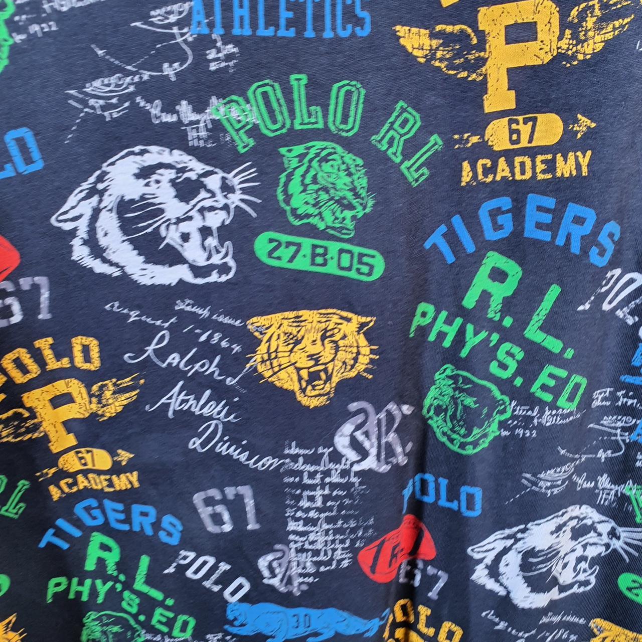 Vintage Ralph Lauren Polo Retro T Shirt Youth XL AOP Blue Classic Fit Pony