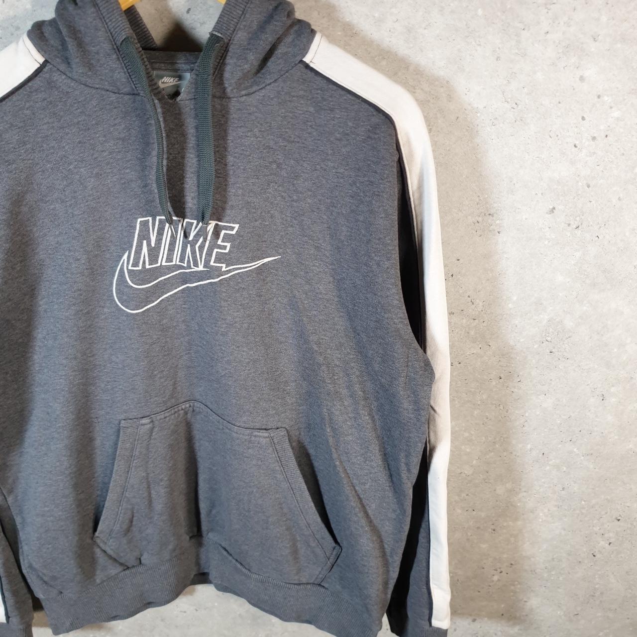 Vintage Nike 90s Spellout Club Embroidered Hoodie Men’s Medium Grey Swoosh Y2K
