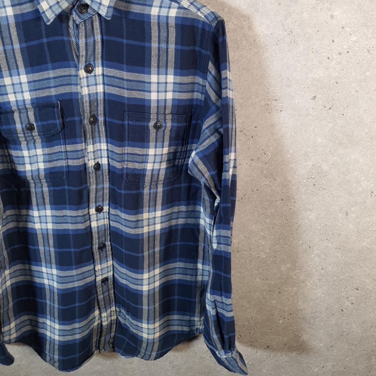 Vintage Ralph Lauren Button Down Shirt Men’s Medium Blue Checkered Cotton Pockets