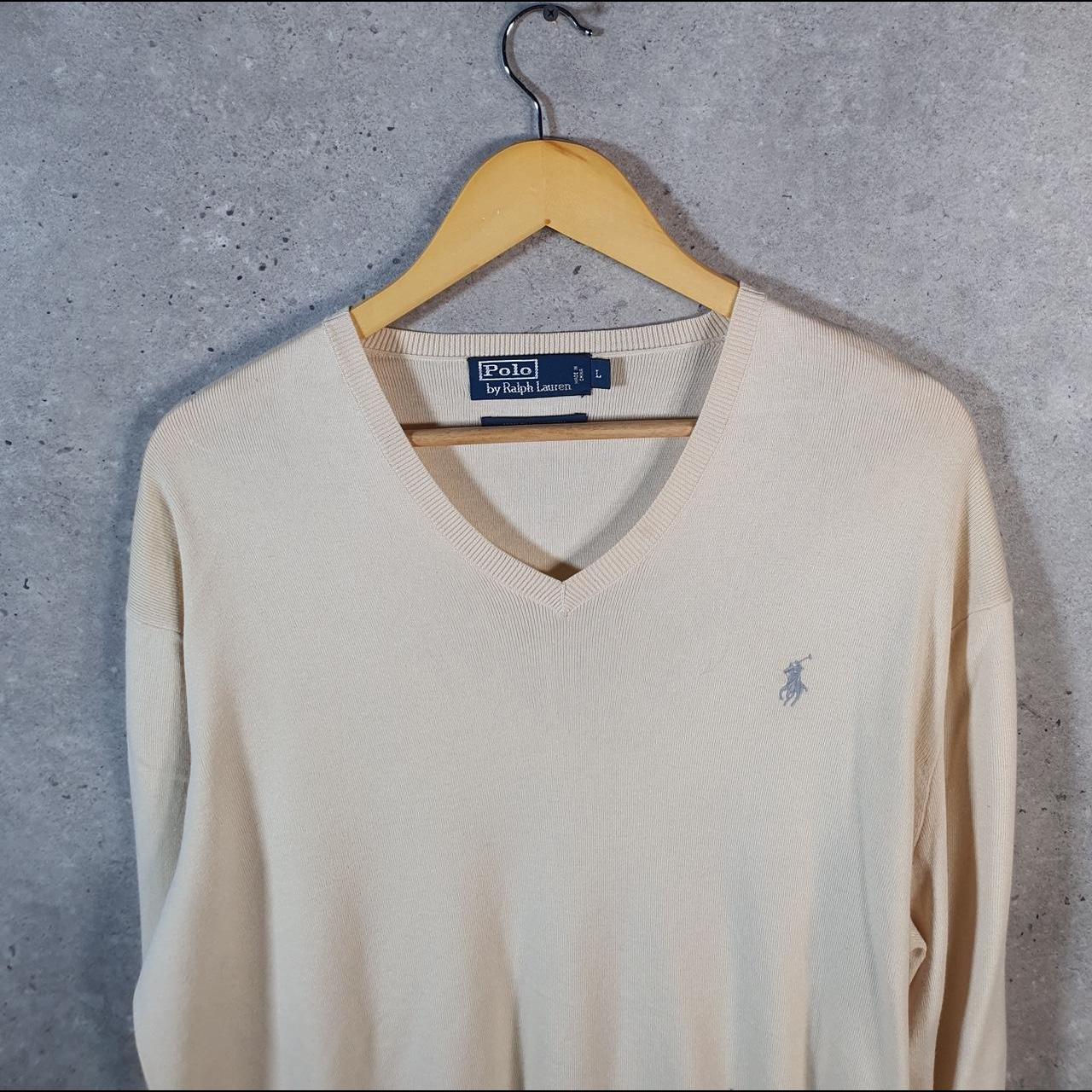 Vintage Ralph Lauren Polo Pima Cotton Sweatshirt Men’s Large Beige Pullover Pony C8859
