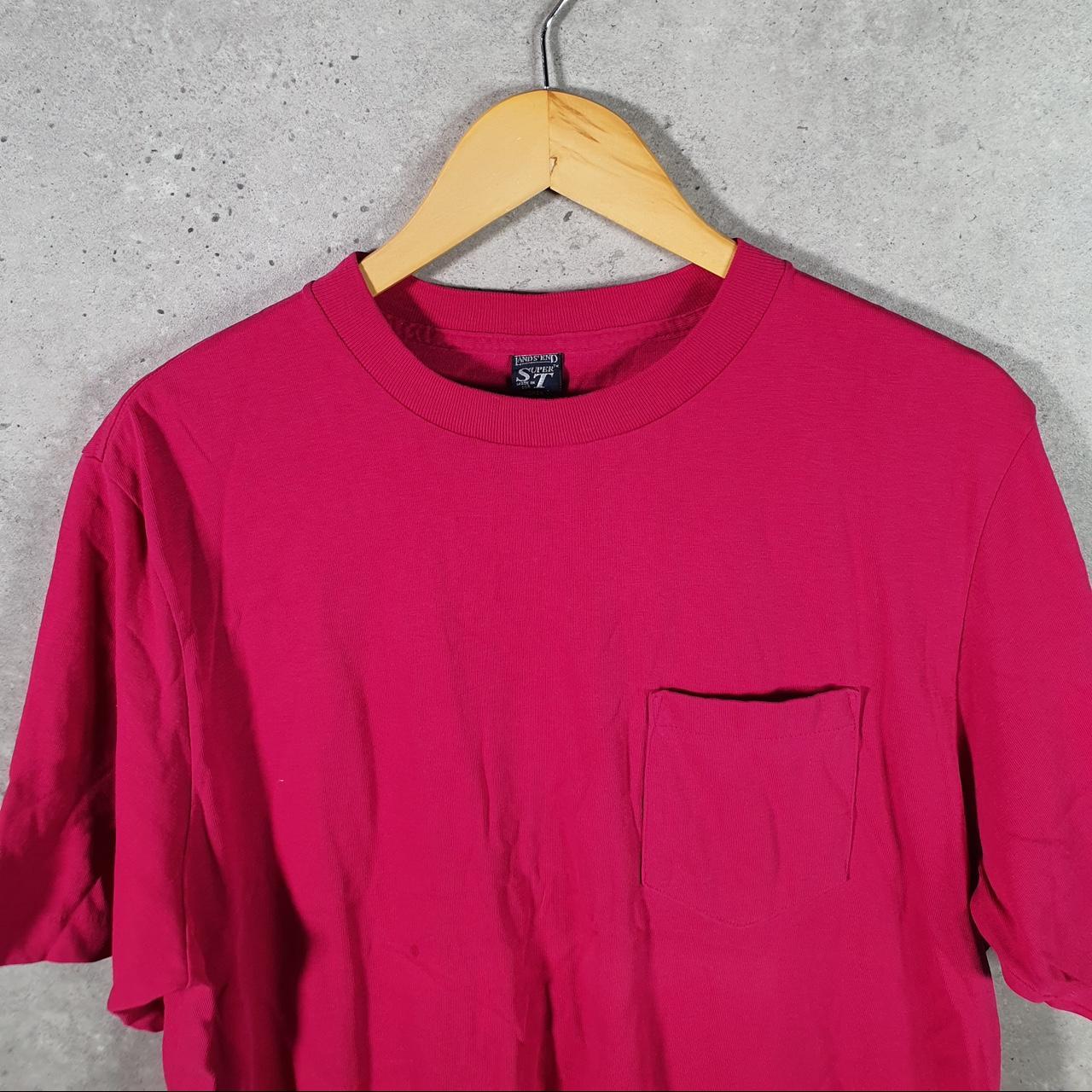 Vintage Lands End Super T Pocket 90s USA Single Stitch T Shirt Womens Large Pink