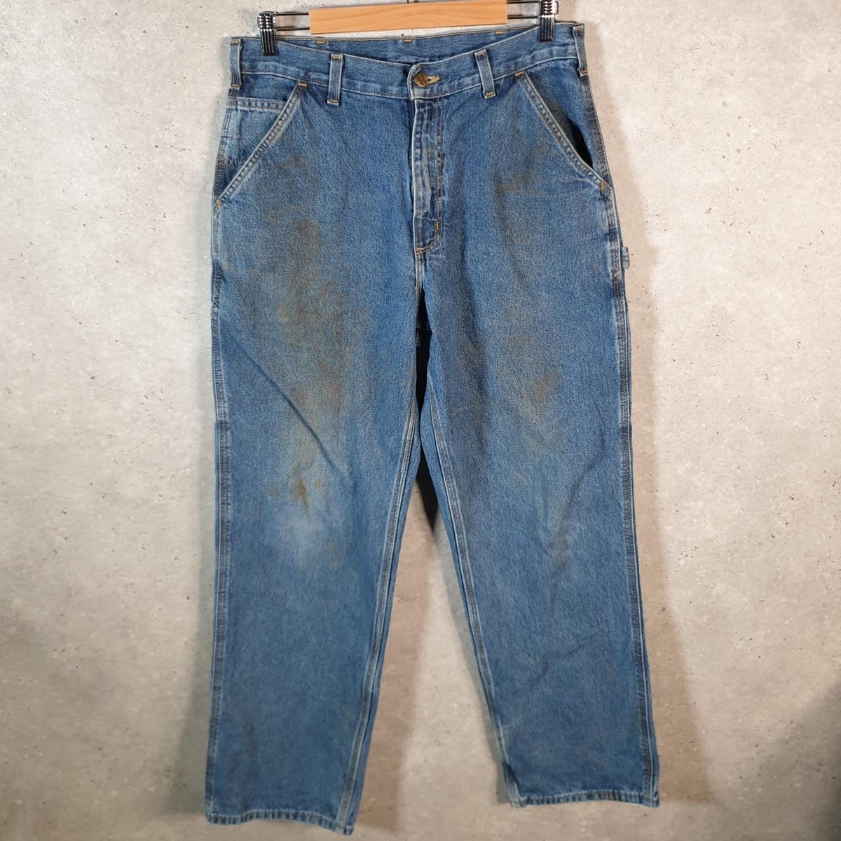 Vintage Carhartt Workwear Carpenter Jeans Mens W32 L32 Blue Denim Original Fit USA