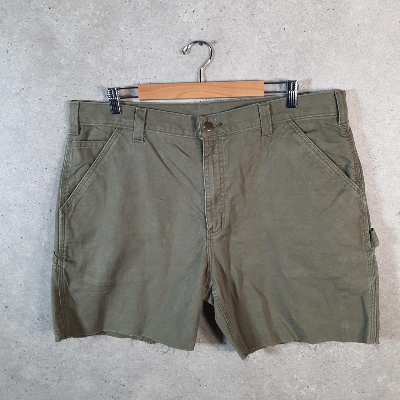 Vintage Carhartt Baggy Carpenter Shorts Jorts Cargo Men’s W40 Khaki Green Relaxed Fit Workwear Big Fish Vintage