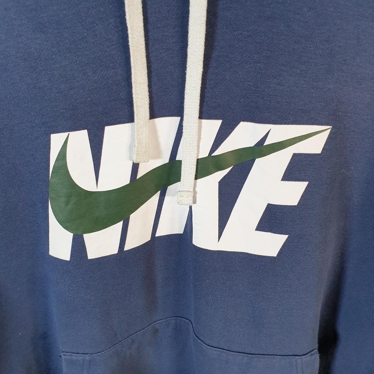 Vintage Nike Club Spellout Hoodie Men’s Large Navy Blue Swoosh Y2K Pullover