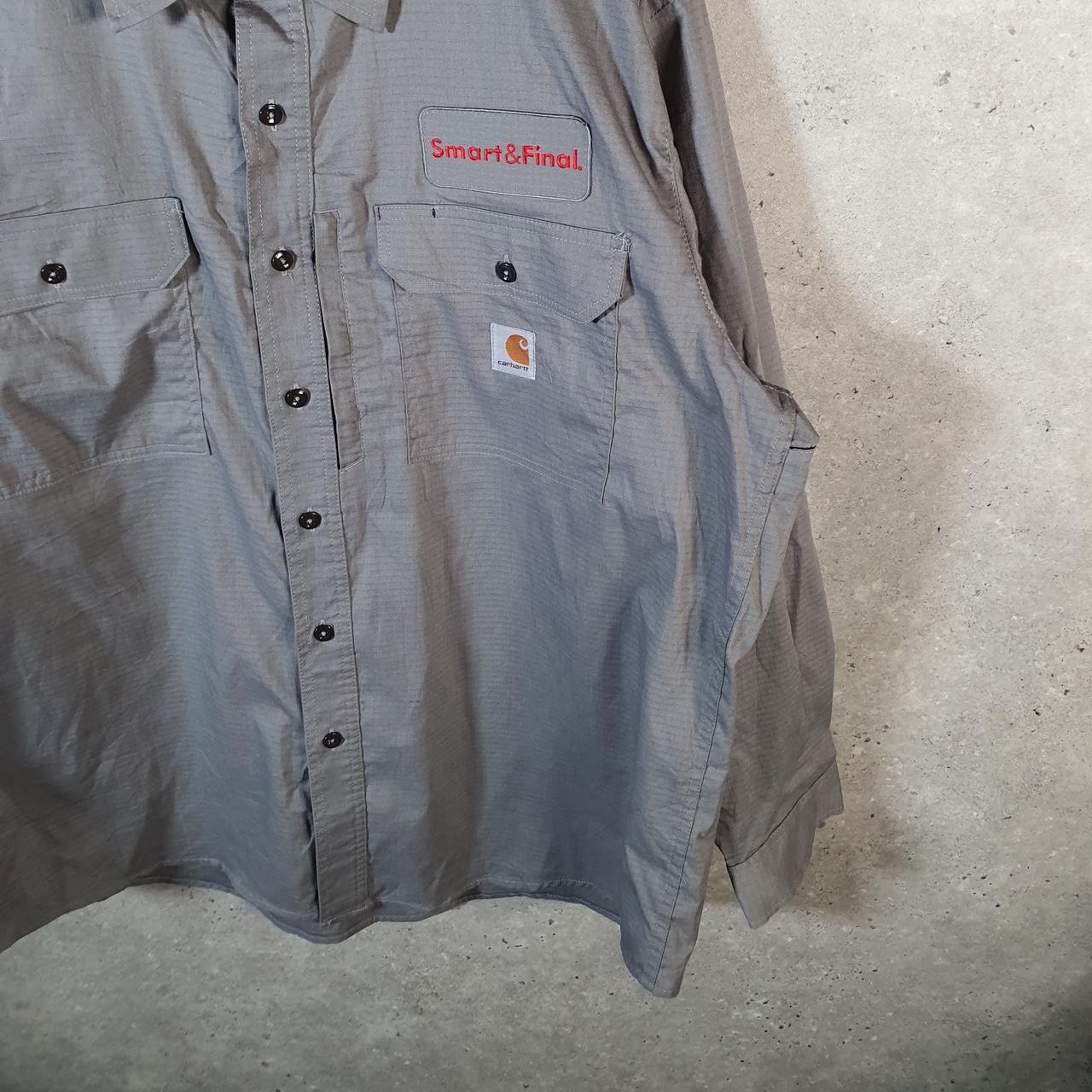 Vintage Carhartt Shirt Button Down Mens XL Grey Long Sleeve Utility Relaxed Fit